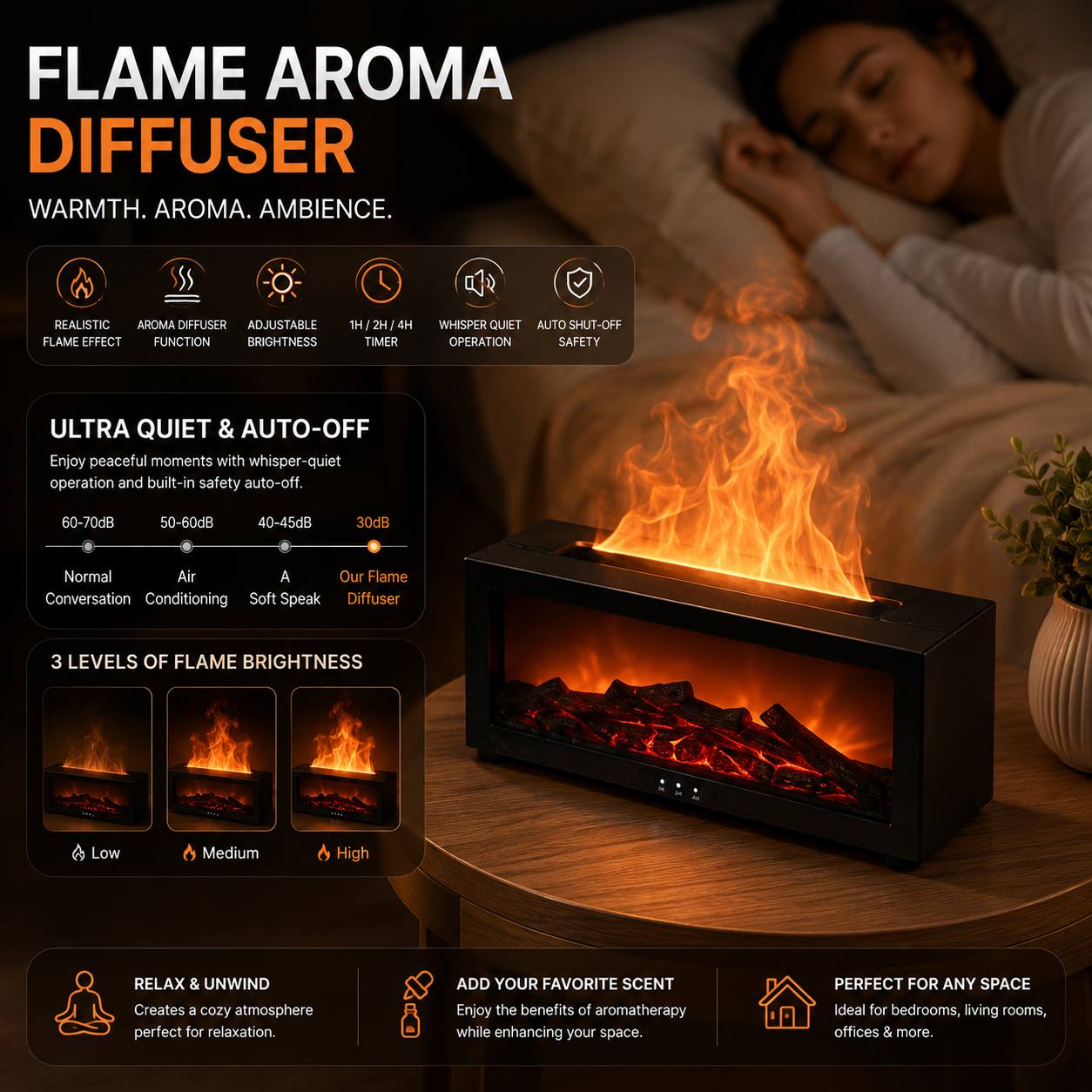 Fireplace Humidifier Flame Aroma Humidifier