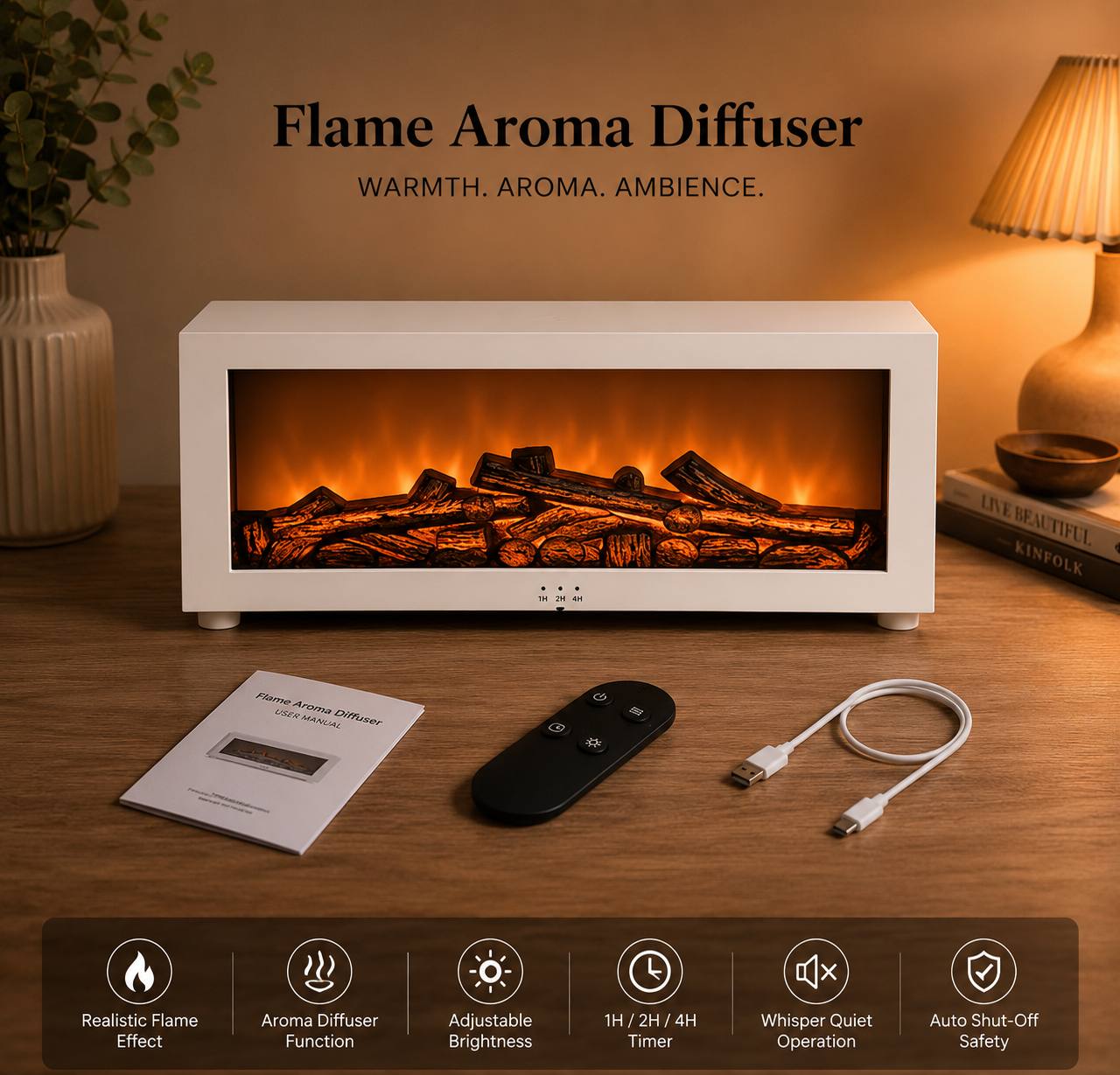 Fireplace Humidifier Flame Aroma Humidifier
